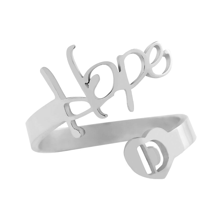 Silver Plated / Small / Hope &quot;Blessed&quot; With Initial Adjustable Ring