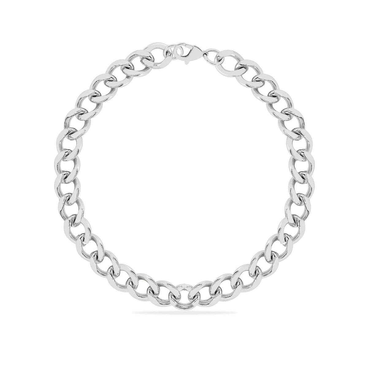 Silver Tone Stainless Steel / Cuban Chain (12.7 mm) Stainless Steel Cuban Choker Chain