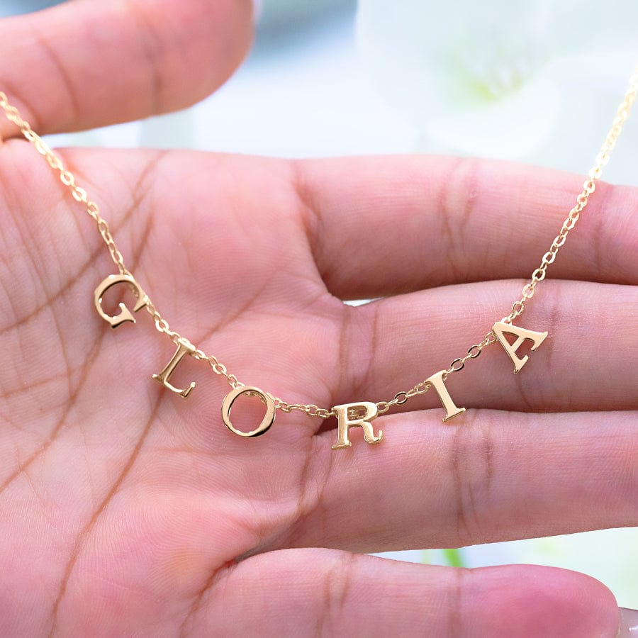 Solid Gold Spaced Letter Name Necklace