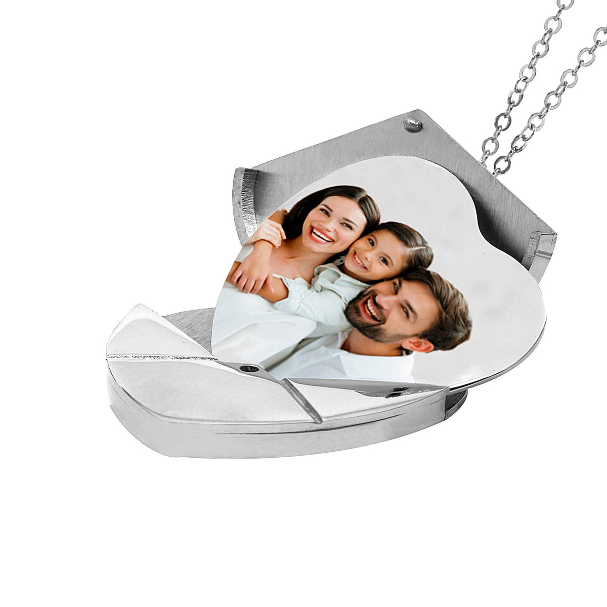 Stainless Steel / Link Chain Stainless Steel Heart Shaped Envelop Color Portrait Pendant