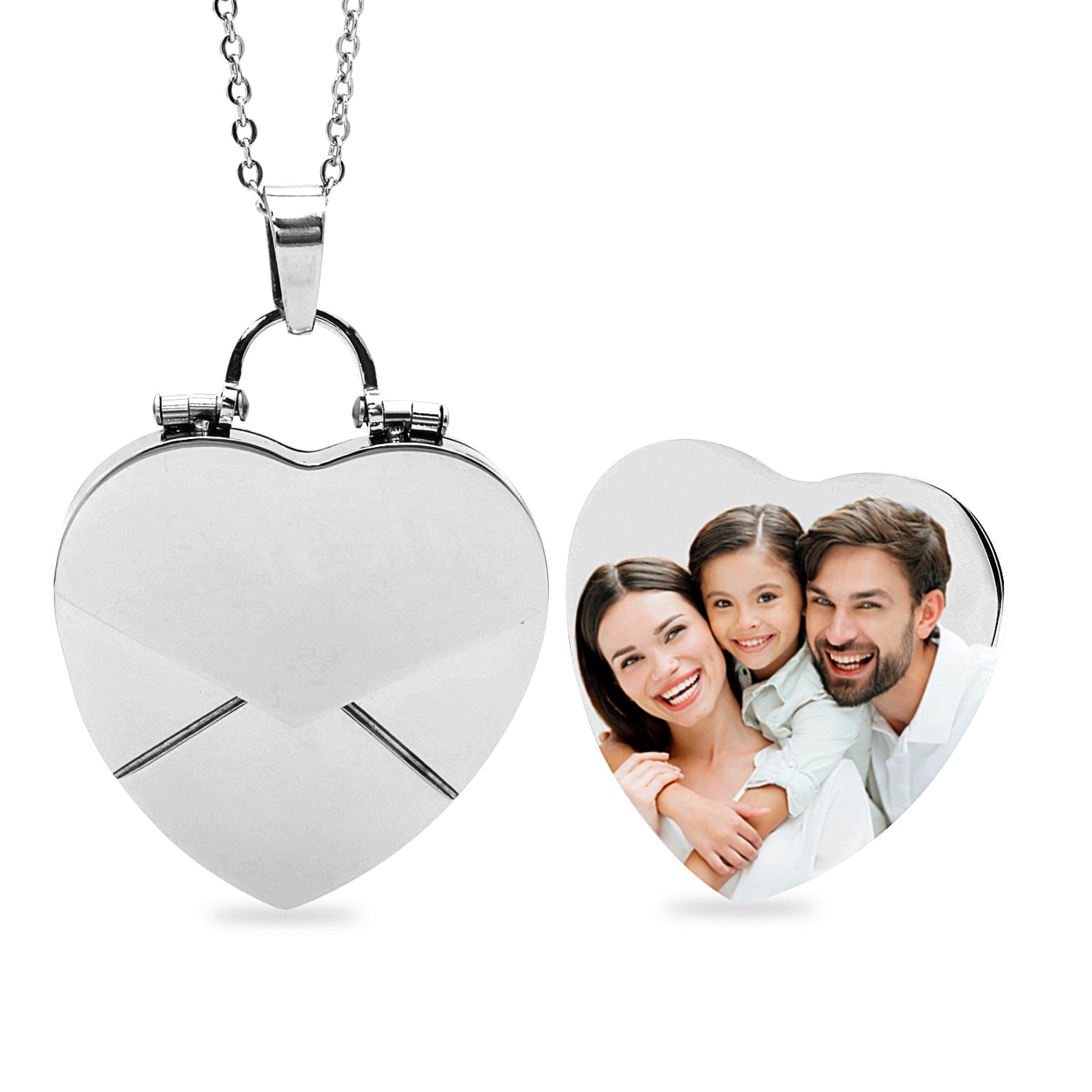 Stainless Steel / Link Chain Stainless Steel Heart Shaped Envelop Color Portrait Pendant