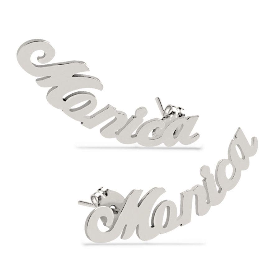 Sterling Silver Climber Name Earrings