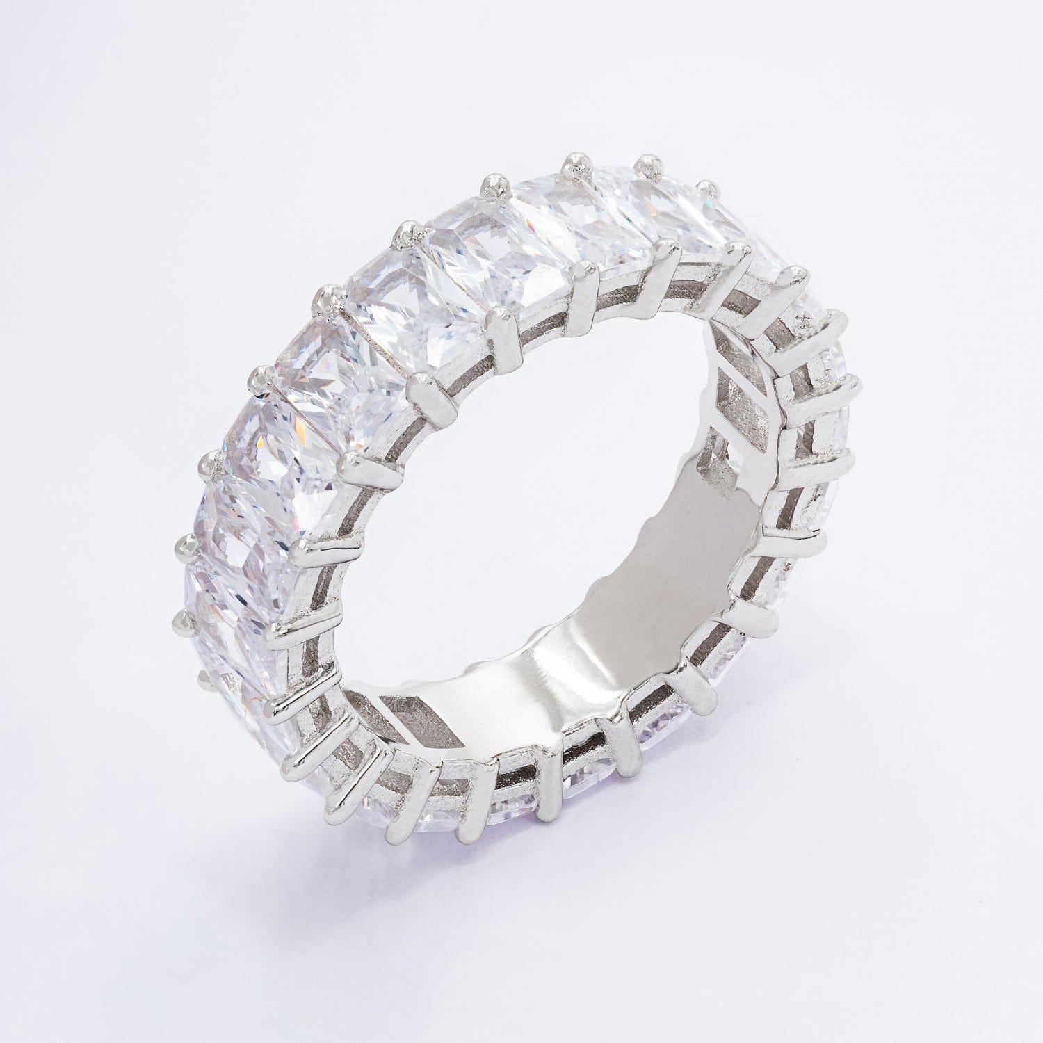 Sterling Silver / Crystal Stones / Engraved Ring Crystal Engraved Personalized Cubic Zirconia Ring