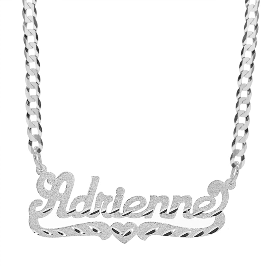 Sterling Silver / Cuban Chain Name Pendant in Diamond cut
