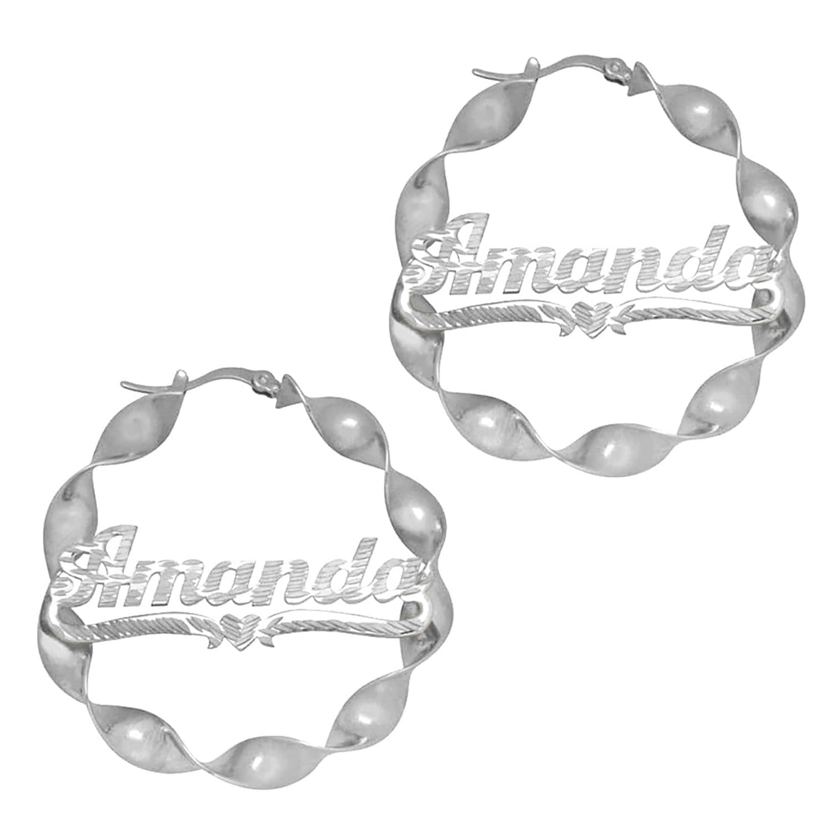 Sterling Silver Curling Hoops Name Earrings