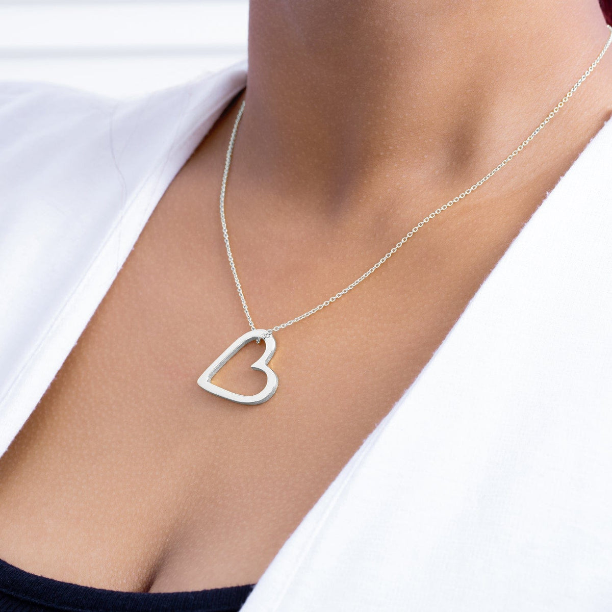 Sterling Silver Heart Silhouette with Inside Engraving