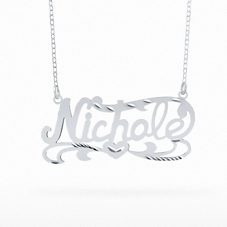 Sterling Silver / Link Chain Kid&#39;s Double Plated Name Necklace w/ Diamond-cut