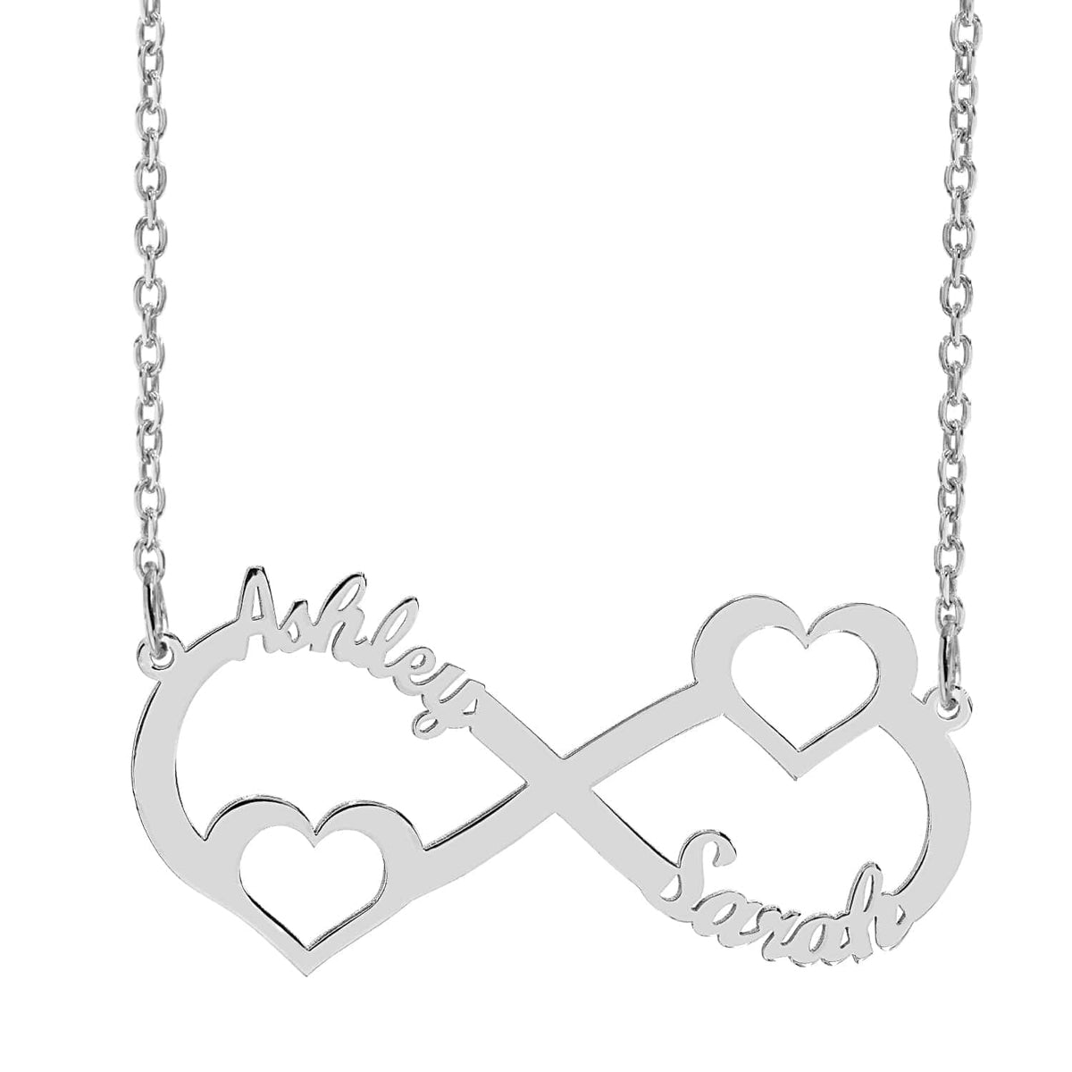 Sterling Silver / Link Chain Personalized Couple Names Necklace