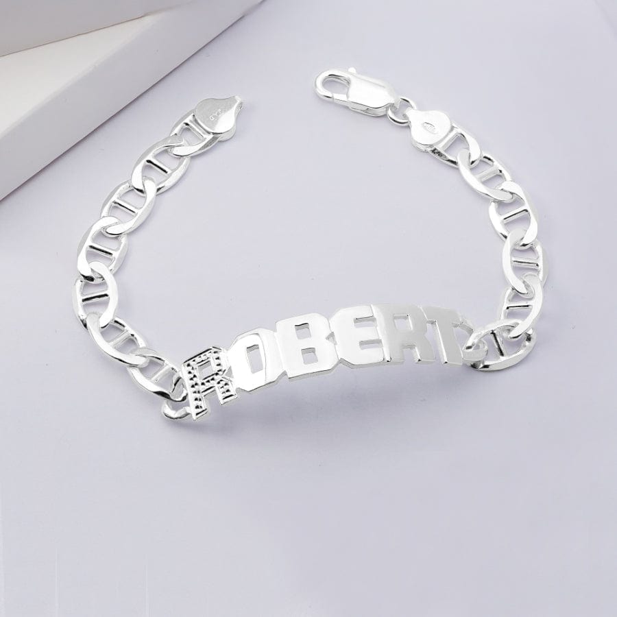 Sterling Silver Men&#39;s Name Bracelet &quot;Robert&quot;