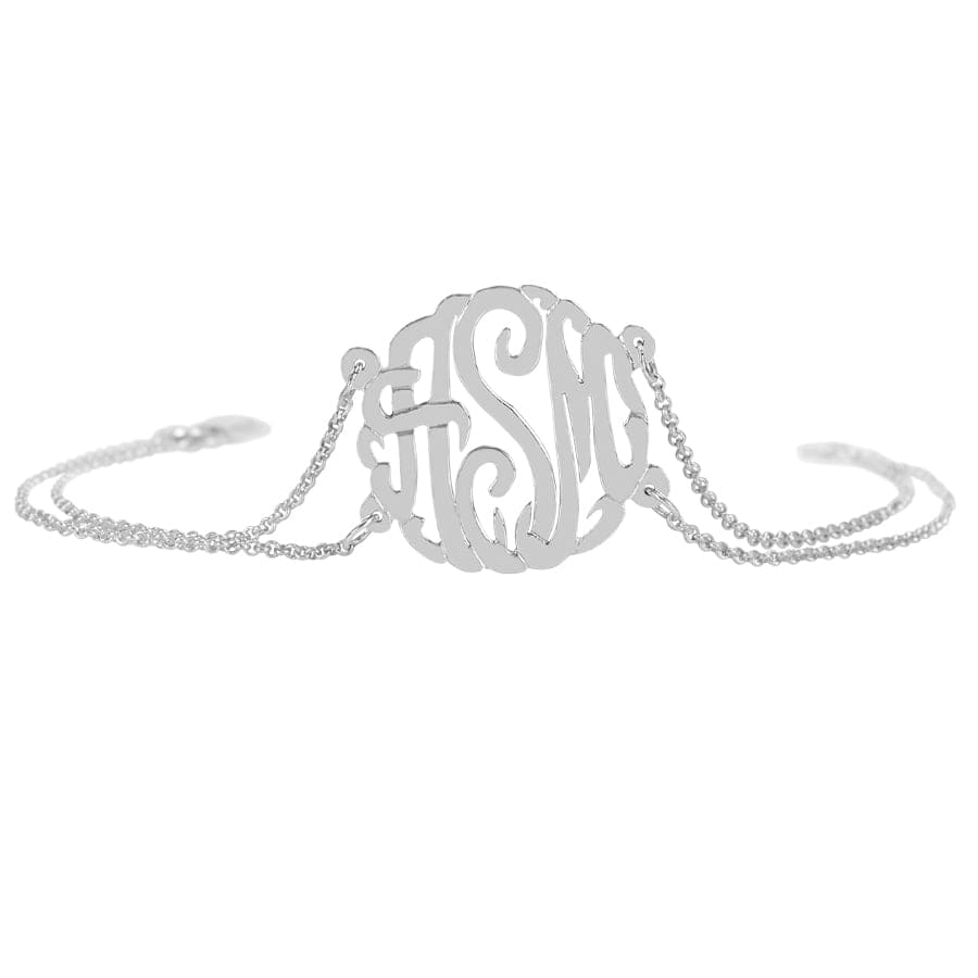 Monogram Sterling Silver Bracelet with Rollo Chain