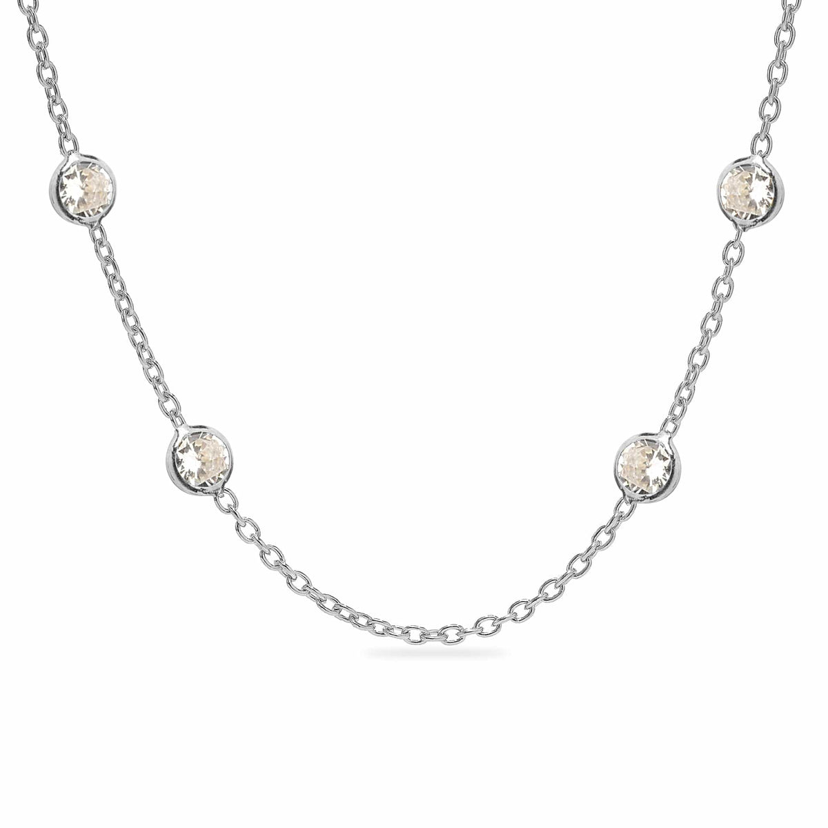 Sterling Silver NAKED LINK CHAIN WITH ZIRCONIA