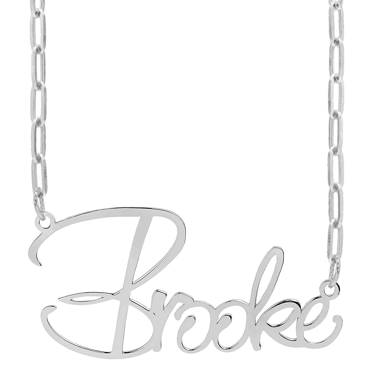 Sterling Silver / Paper Clip Chain &quot;Brooke Style&quot; Name Plate Necklace