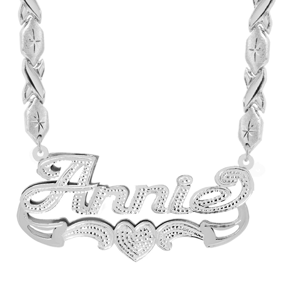 14K Gold over Sterling Silver / Xoxo Chain Copy of Personalized Double Nameplate necklace "Annie"