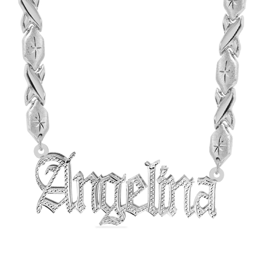 Sterling Silver / Xoxo Chain Custom Double Plated Name Necklace &quot;Angelina&quot;