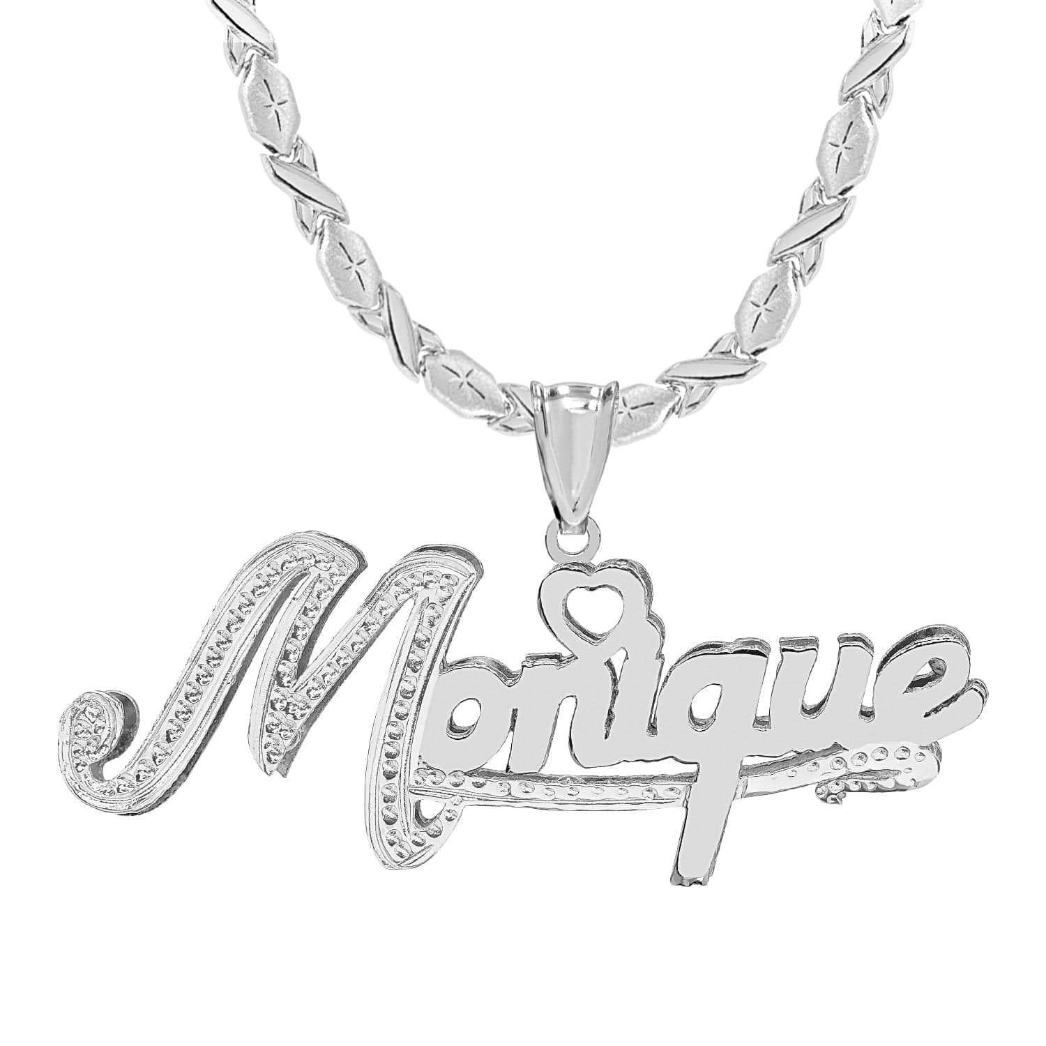 14k Gold over Sterling Silver / Xoxo Chain Double Plated Nameplate Necklace with Xoxo chain