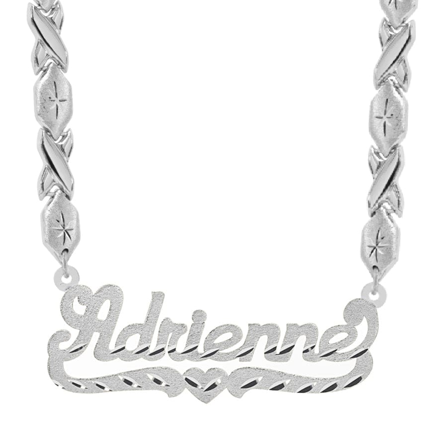 Sterling Silver / Xoxo Chain Name Pendant in Diamond cut