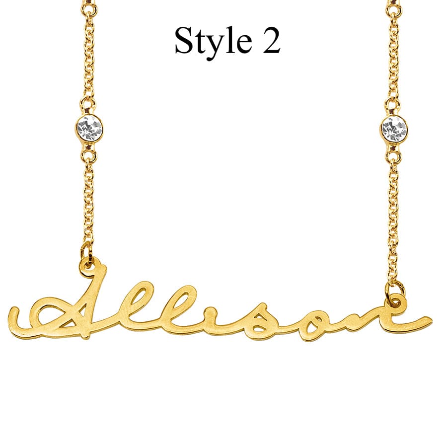 Style 2 / Gold Plated / Zirconia Chain Custom Name Necklace