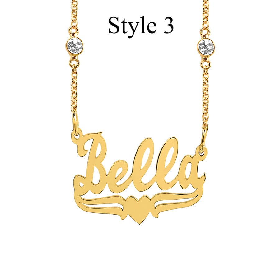 Style 3 / Gold Plated / Zirconia Chain Custom Name Necklace