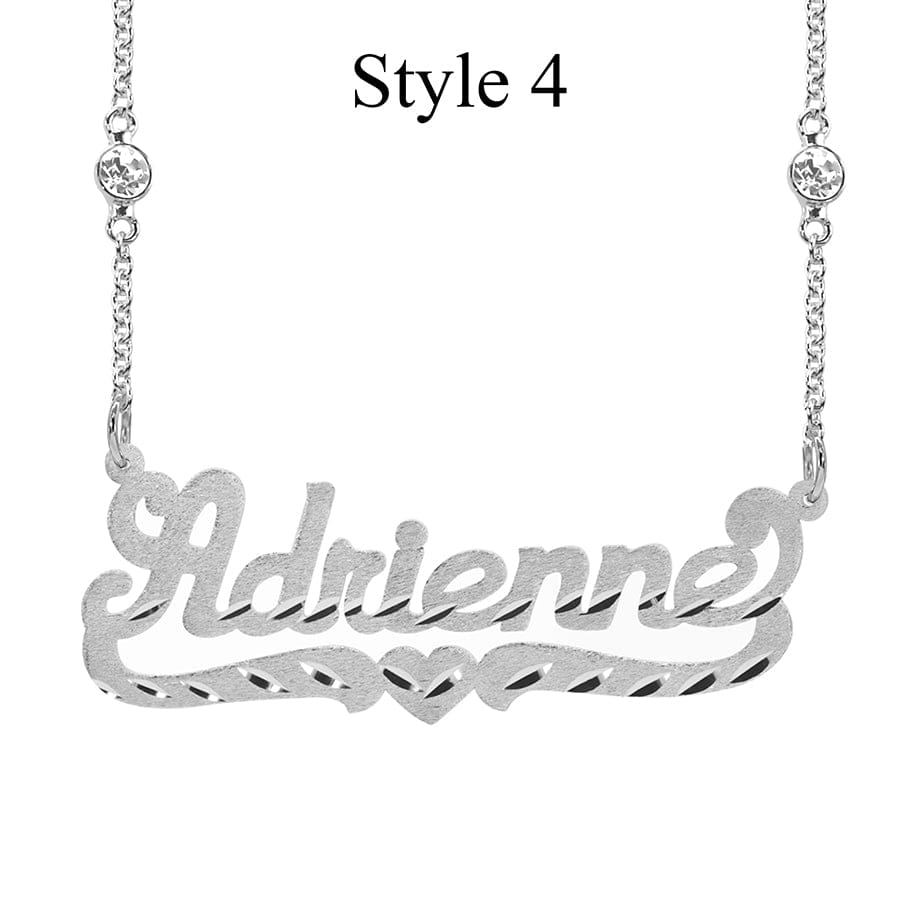 Style 4 / Silver Plated / Zirconia Chain Custom Name Necklace