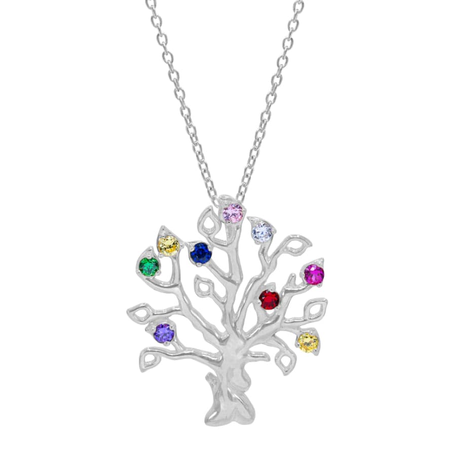 Style 4 / Sterling Silver Family Birthstones Pendant