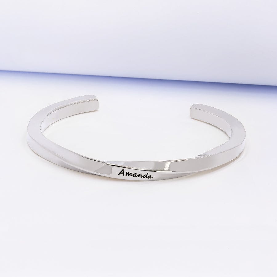 Twisted Engraved Stainless Steel Cuff Bangle
