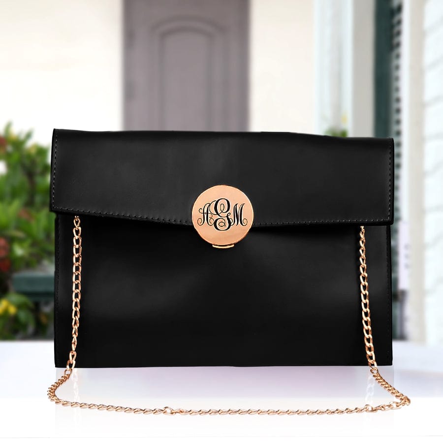 Two Initias / Black Personalized Envelope Clutch