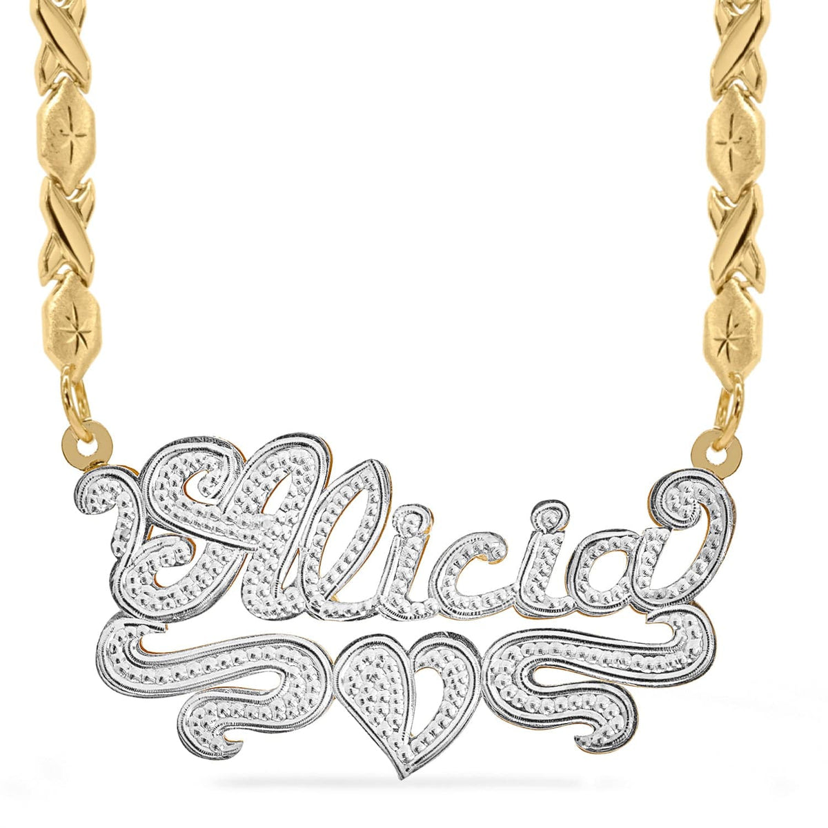 Two tone nameplate necklace hotsell