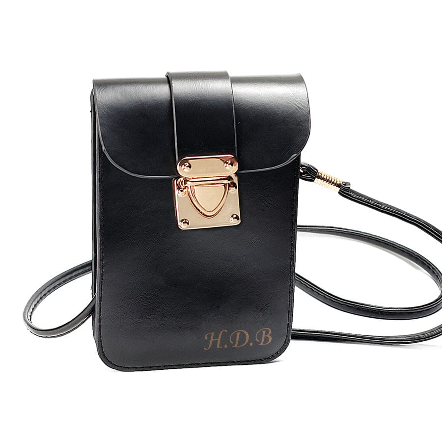 Vintage Leatherette Purse with 2 Initials / Black / No Vintage Leatherette Purse